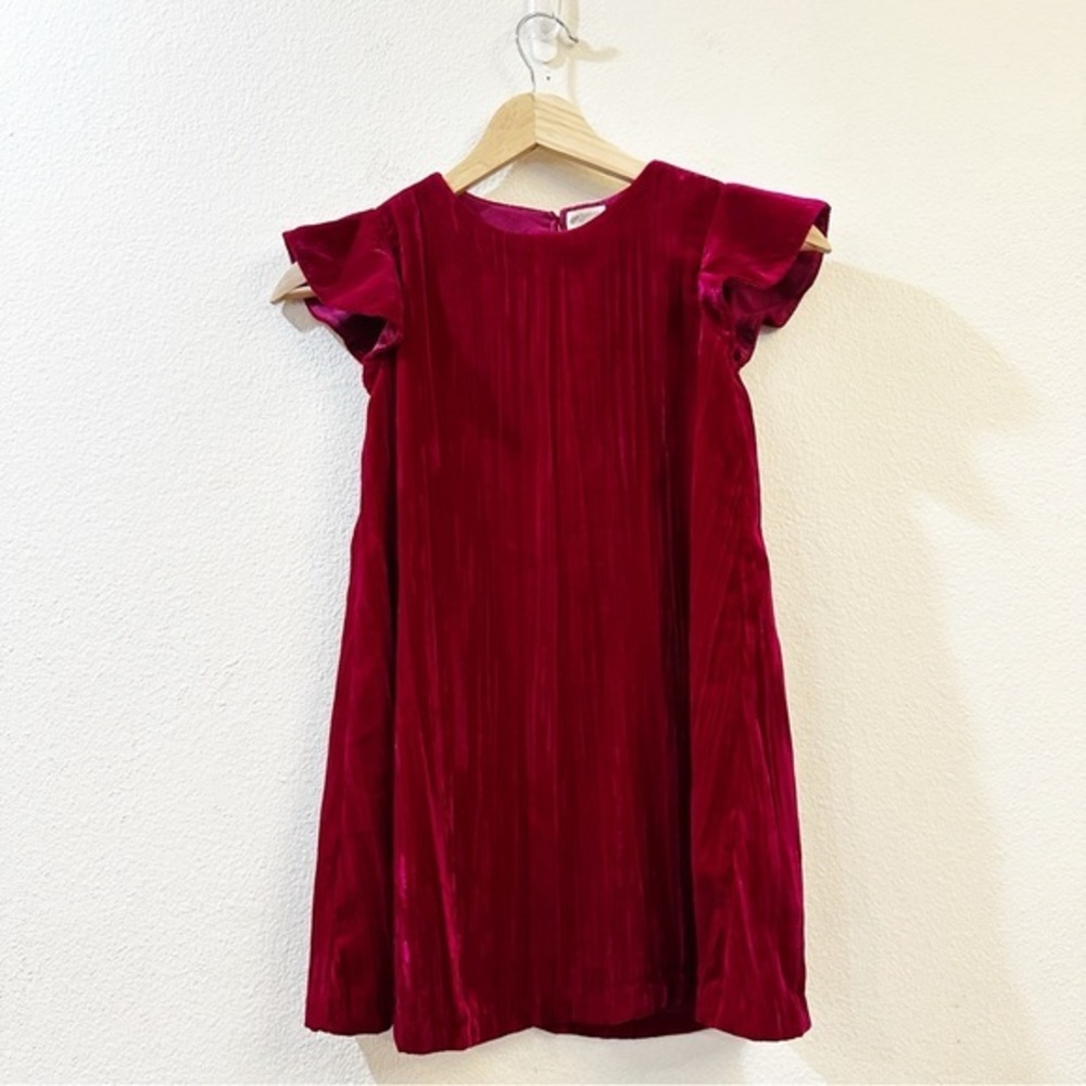 Gymboree Girls Velvet Magenta Flutter Sleeve Holiday Dress‎ Size 6Y